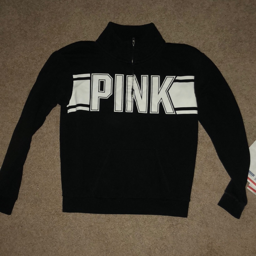 black quarter zip PINK hoodie